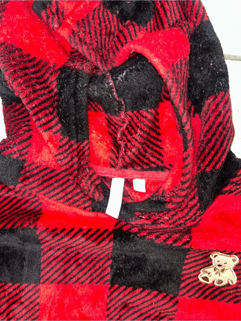 Kids Red and Black Buffalo Plaid Hooded Pajama Set